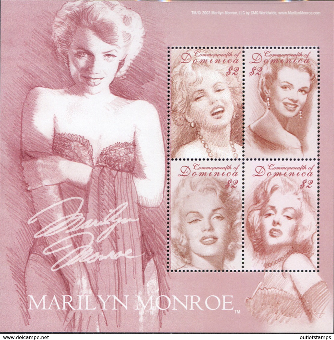 Ref. 227698 * NEW *  - DOMINICA . 2004. MARILYN MONROE. MARILYN MONROE - Dominica (1978-...)