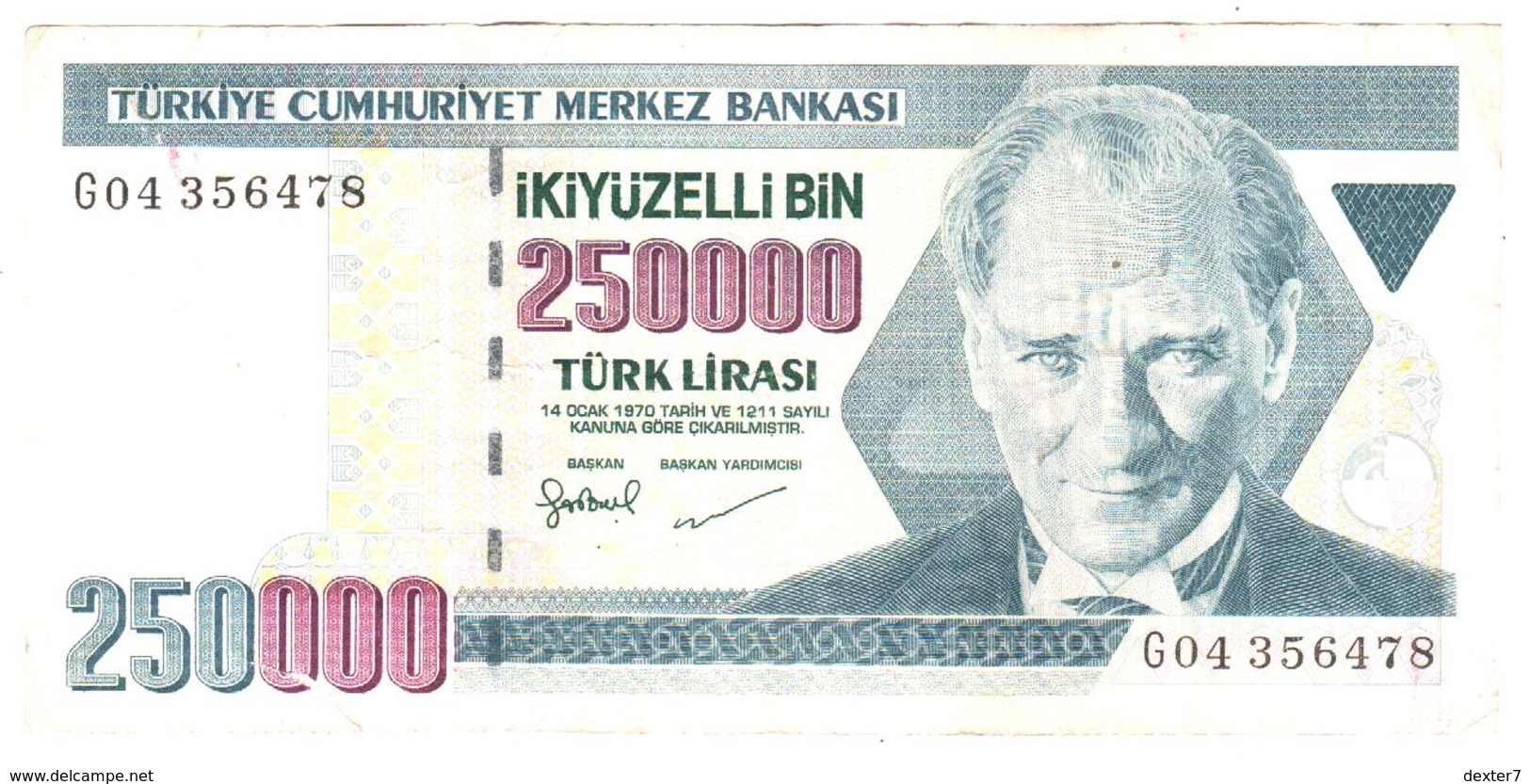 Turkey 250000 Lire Lirasi 1970 Turchia 250.000 - Turchia