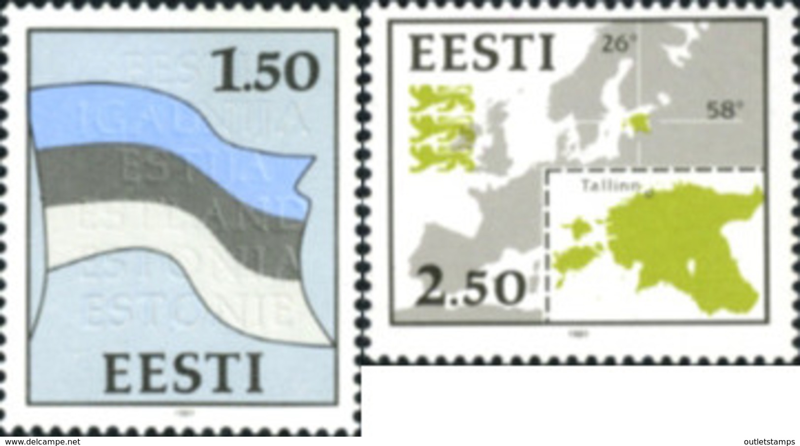 Ref. 164935 * NEW *  - ESTONIA . 1991. NATIONAL SYMBOLS. SIMBOLOS NACIONALES - Estland