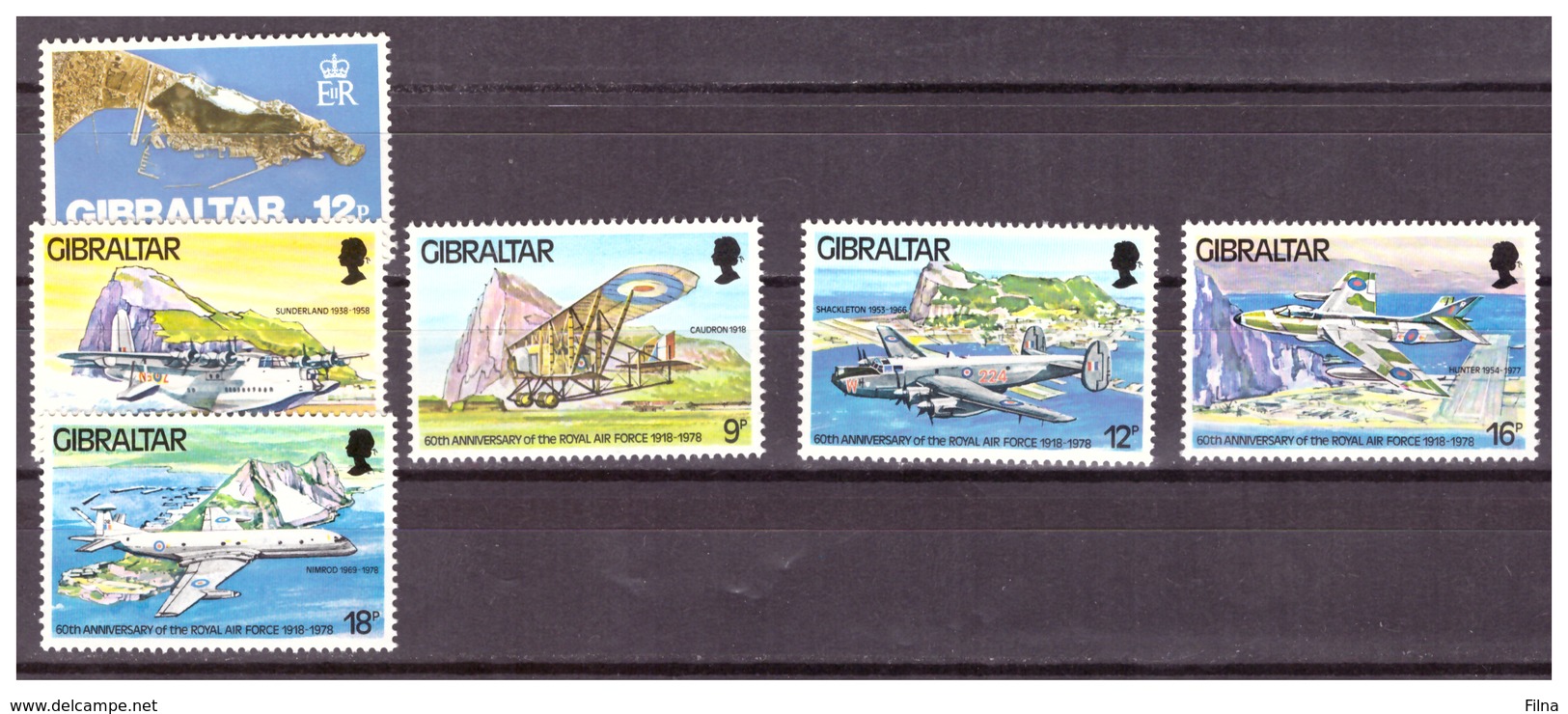 GIBRALTAR -  1978 -  POINT OF EUROPE SEEN FROM SPACE AND R.A.F. 60TH ANNIVERSARY. -  MNH** - Gibraltar