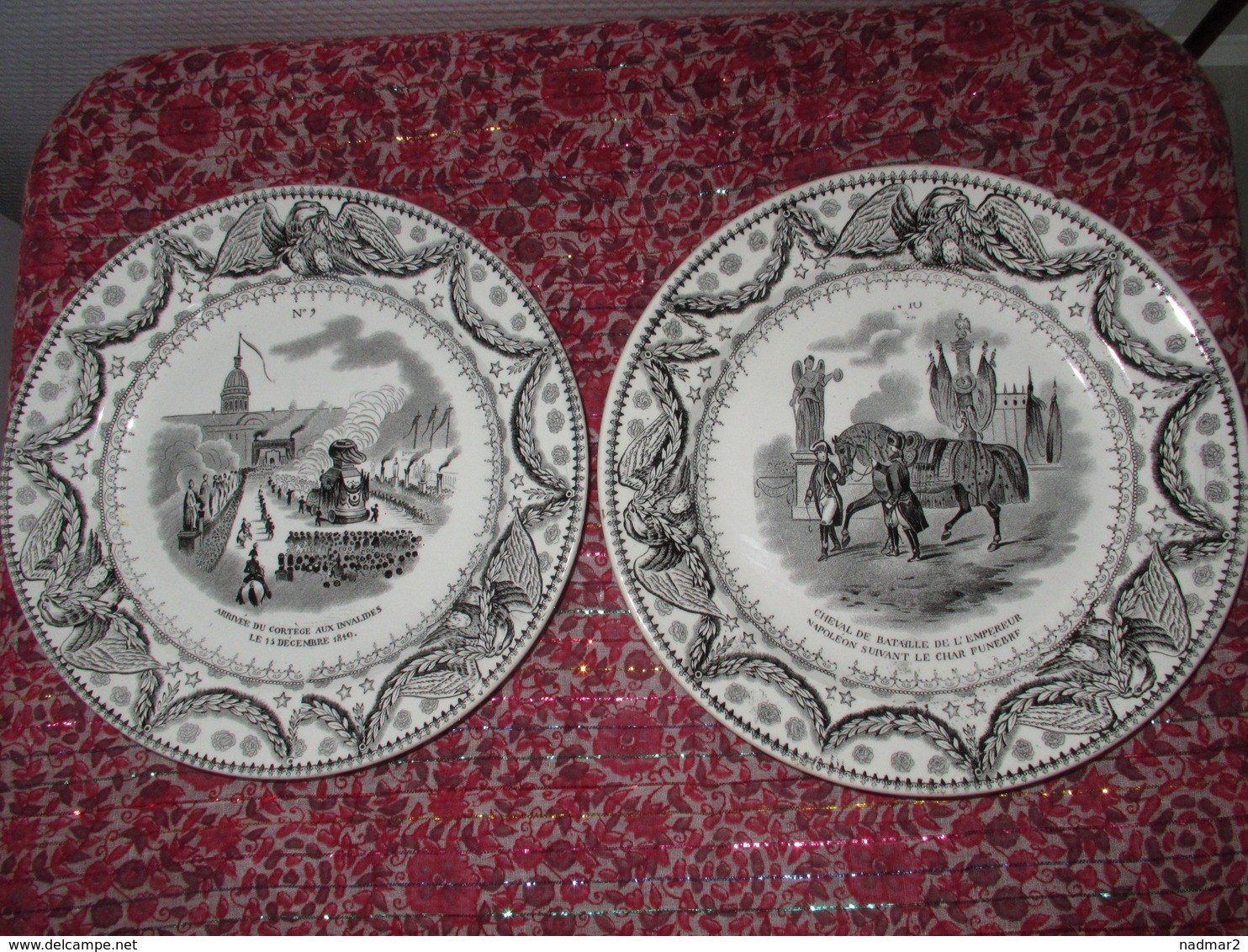 Rare 11 Assiettes De Creil Et Montereau Pour Le Retour De Napoléon Bonaparte Aux Invalides En 1840 Assiette Parlante - Creil Montereau (FRA)