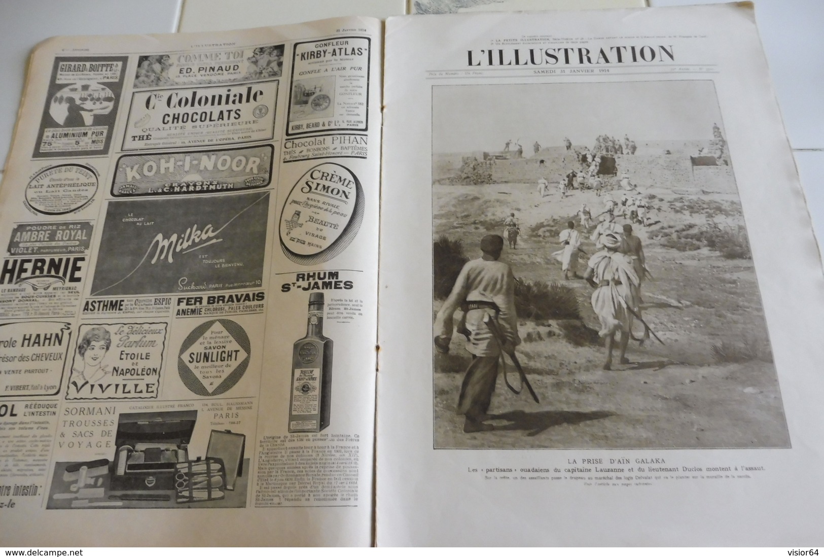 L'ILLUSTRATION 31 JANVIER 1914- ASSAUT D’AÏN GALAKA-PYRAMIDES VU AERIENNE-TAPISSERIES MUSEE GALLIERA-NOS AVIATEURS - L'Illustration