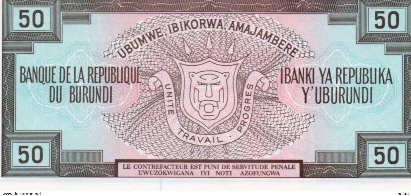 BURUNDI 50 FRANCS  1991 P-28 UNC - Burundi