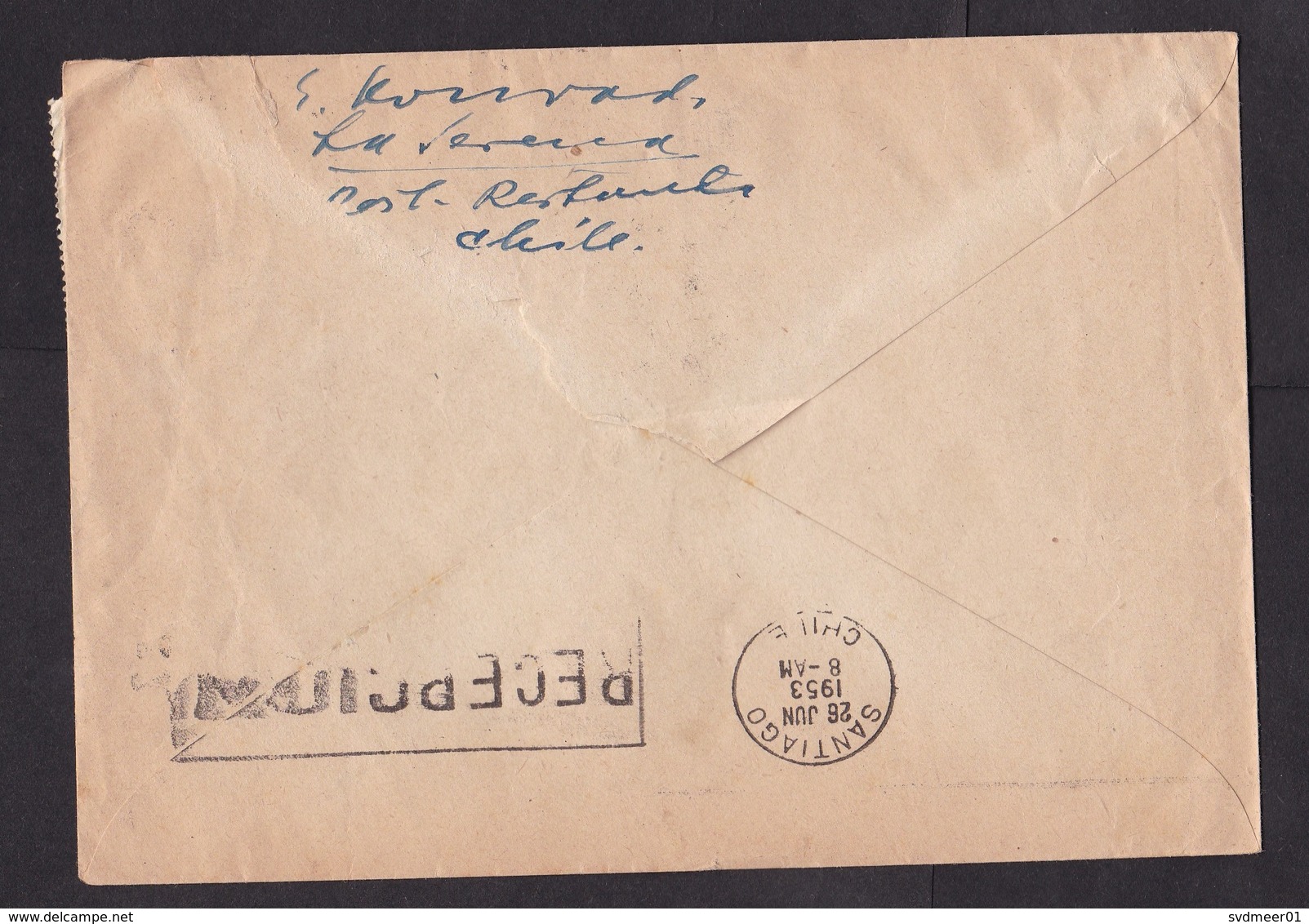 Chile: Airmail Cover To Germany, 1953, 4 Stamps, Airplane (minor Damage, See Scan) - Chile