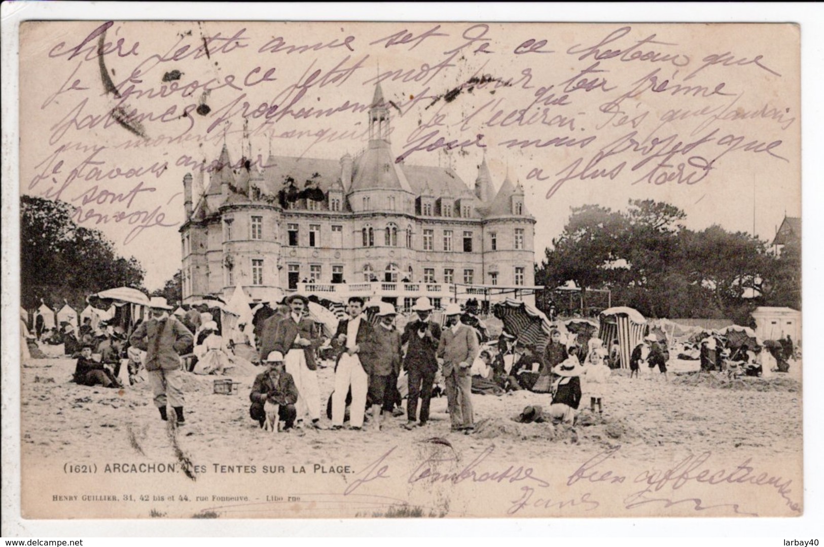 Cpa Carte Postale Ancienne - Arcachon Les Tentes Sur La Plage - Arcachon