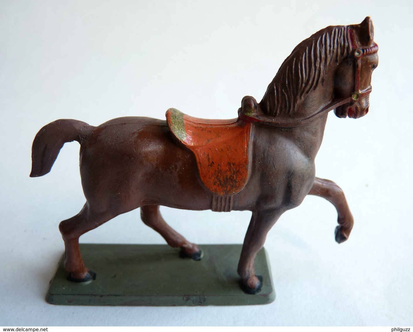 FIGURINE STARLUX CHEVAL FAR WEST COWBOY-  MARRON 3 Queue Restaurée - Starlux