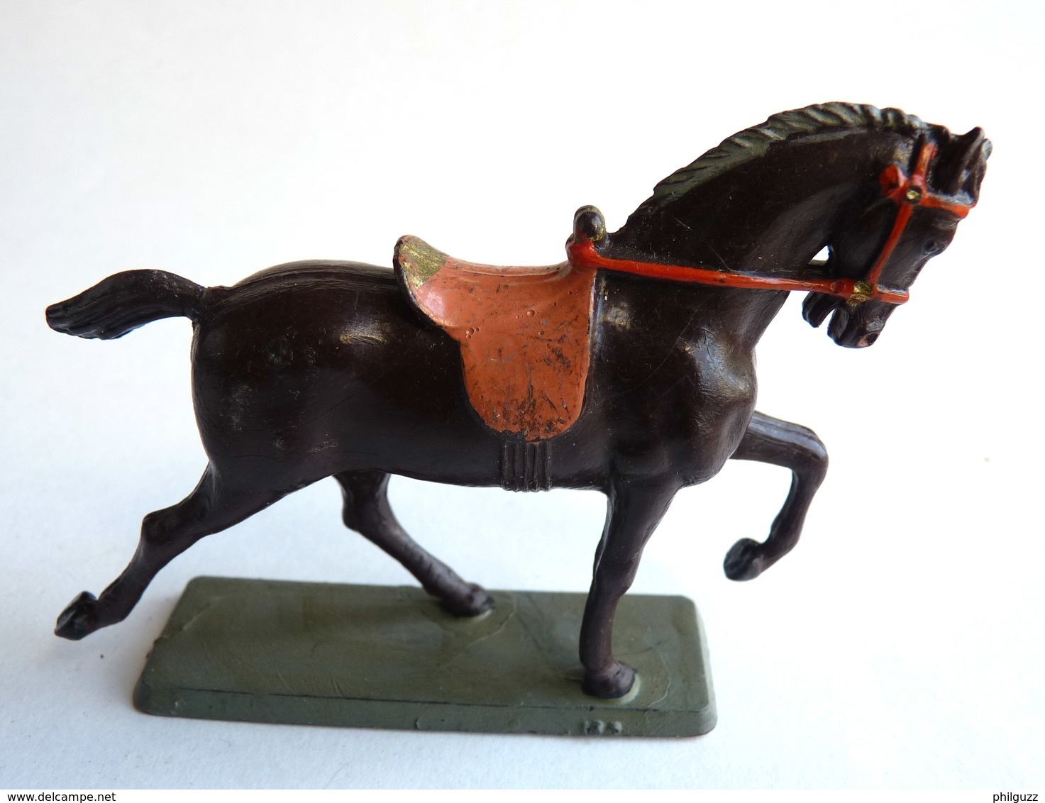 FIGURINE STARLUX CHEVAL FAR WEST COWBOY-  MARRON 4 Queue Restaurée - Starlux