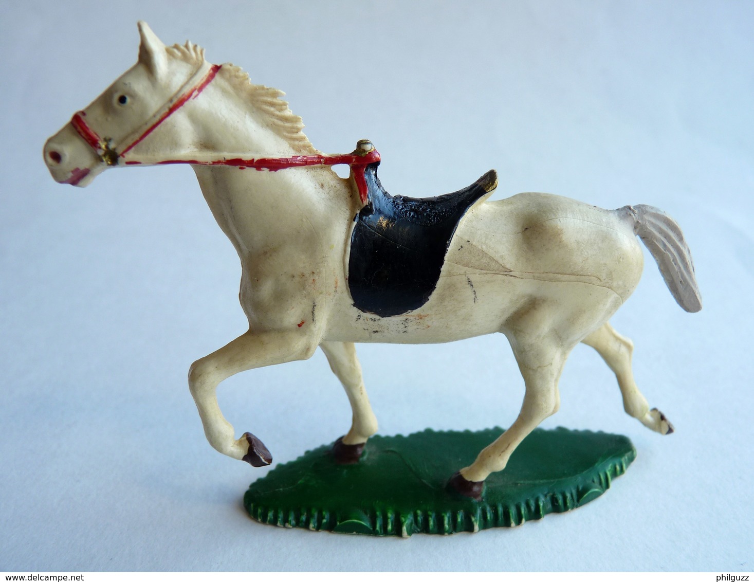 FIGURINE STARLUX CHEVAL Luxe FAR WEST COWBOY -  BLANC (1) QUEUE RESTAUREE - Starlux