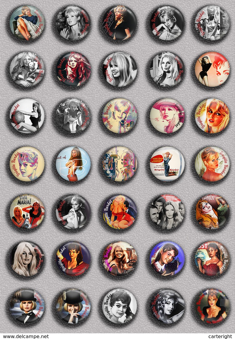 Brigitte Bardot Movie Film Fan ART BADGE BUTTON PIN SET 5 (1inch/25mm Diameter) 35 DIFF - Films