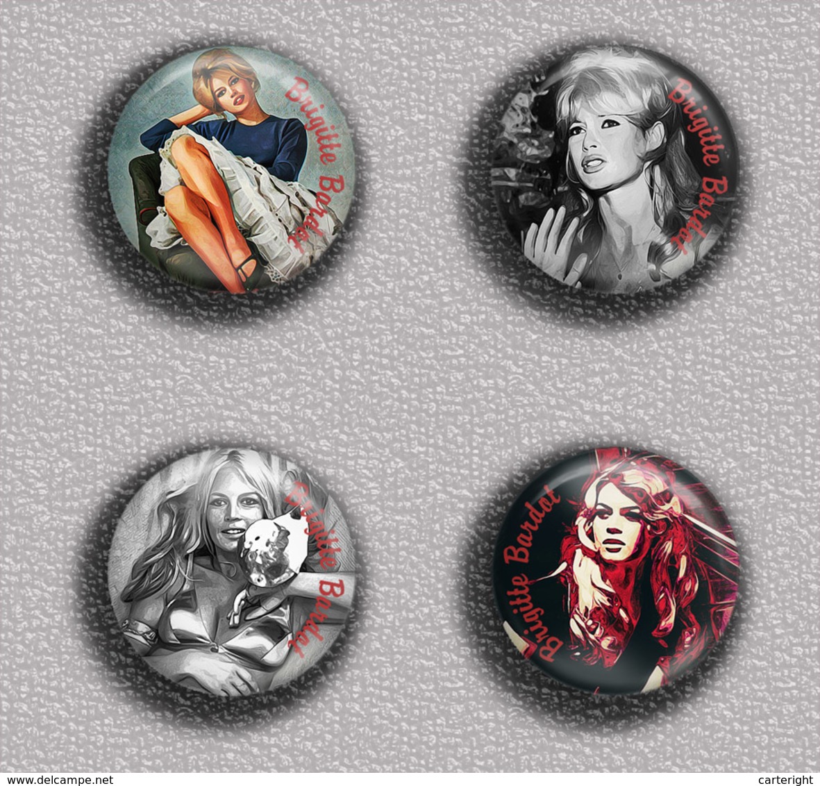 Brigitte Bardot Movie Film Fan ART BADGE BUTTON PIN SET 5 (1inch/25mm Diameter) 35 DIFF - Films