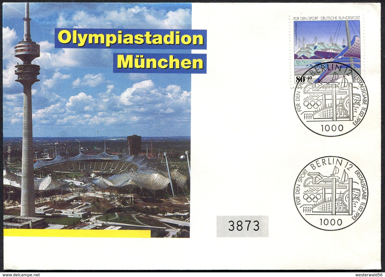 (1817) Olympia Stadion MÜNCHEN, Sonderstempel 11.02.1993, Schmuckumschlag, FDC MiNr. 1651 - Sonstige & Ohne Zuordnung