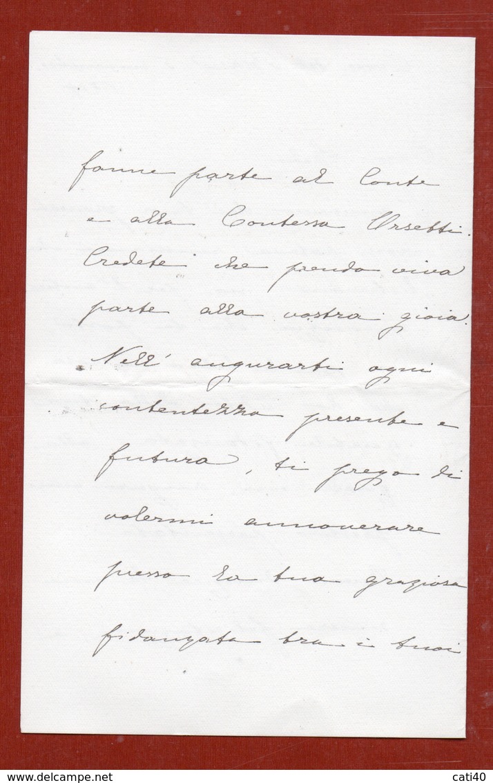 NERIO MALVEZZI DE' MEDICI (Bologna 1856 - 1929) LETTERA AUTOGRAFA  5/11/1884 DA CROCE DEL BIACCO A LUCCA CONTE L.ORSETTI - Altri & Non Classificati