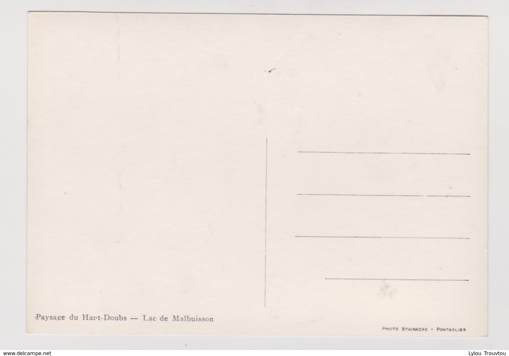 PAYSAGE DU HAUT DOUBS - Photo Stainacre Pontarlier - Lac De Malbuisson - Autres & Non Classés