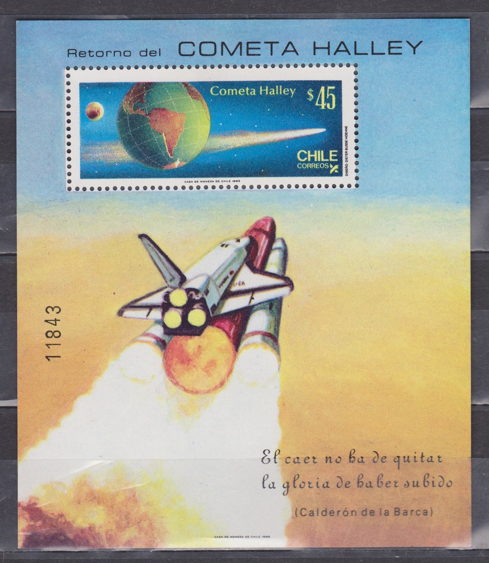 CHILE 1985 HALLEY COMET SOUVENIR SHEET PERFORATED MNH - Chili