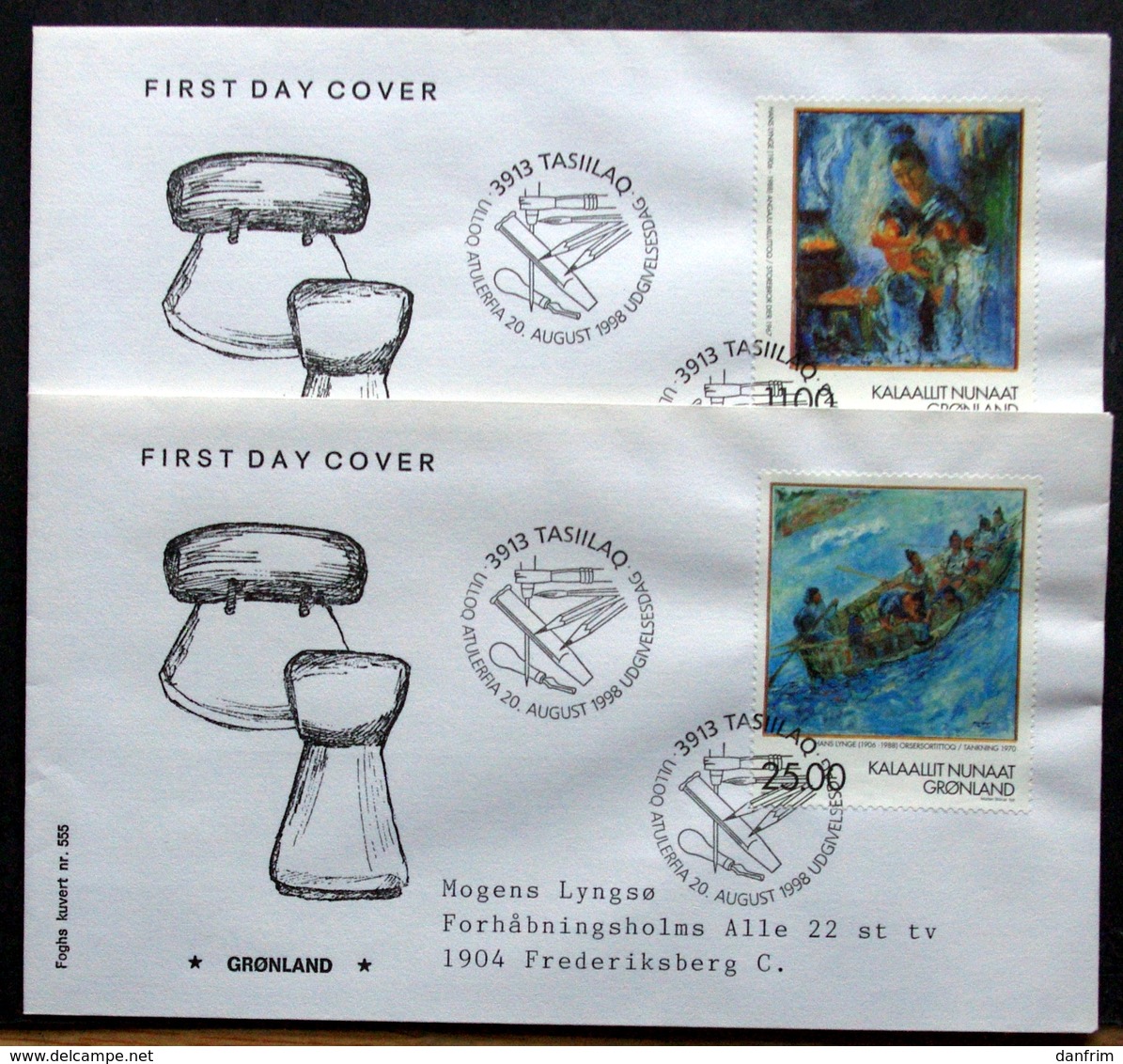 Greenland  1998  Paintings Art Painter Hans Lynge  Minr.325 - 26  FDC   ( Lot Ks ) FOGHS COVER - FDC