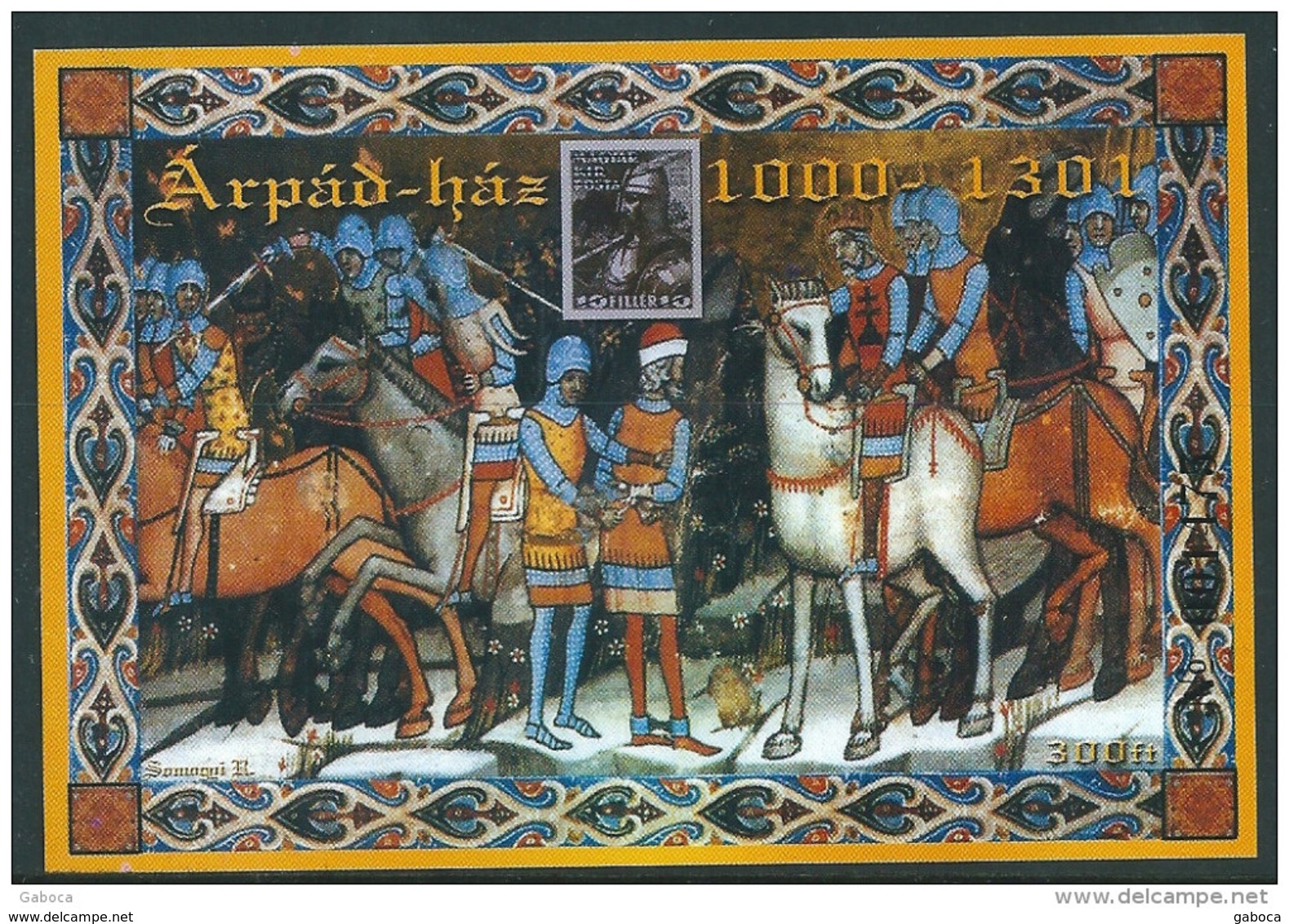 1365 Hungary History Arpad-House Royalty Stamp-on-Stamp Animal Horse Memorial Sheet MNH - Hojas Conmemorativas