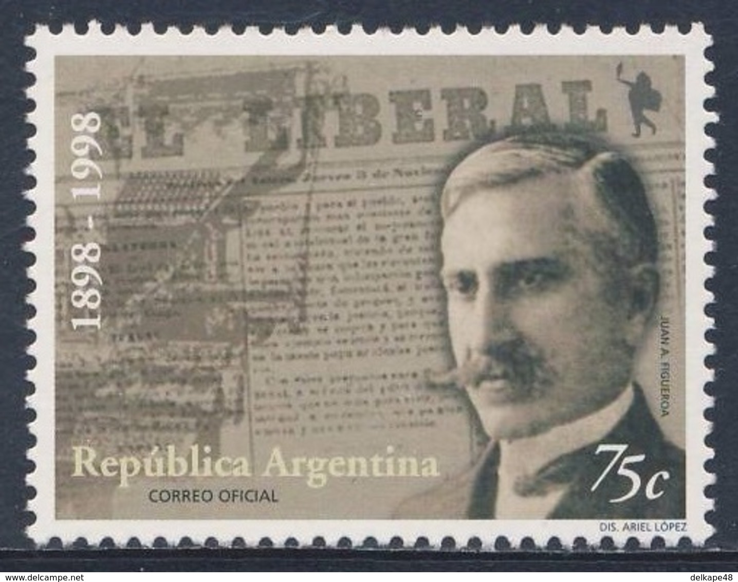 Argentina 1998 Mi 2452 SG 2626 ** Cent. "El Liberal" Newspaper / Zeitung- Juan Figueroa Founder, First Issue, Typesetter - Ongebruikt
