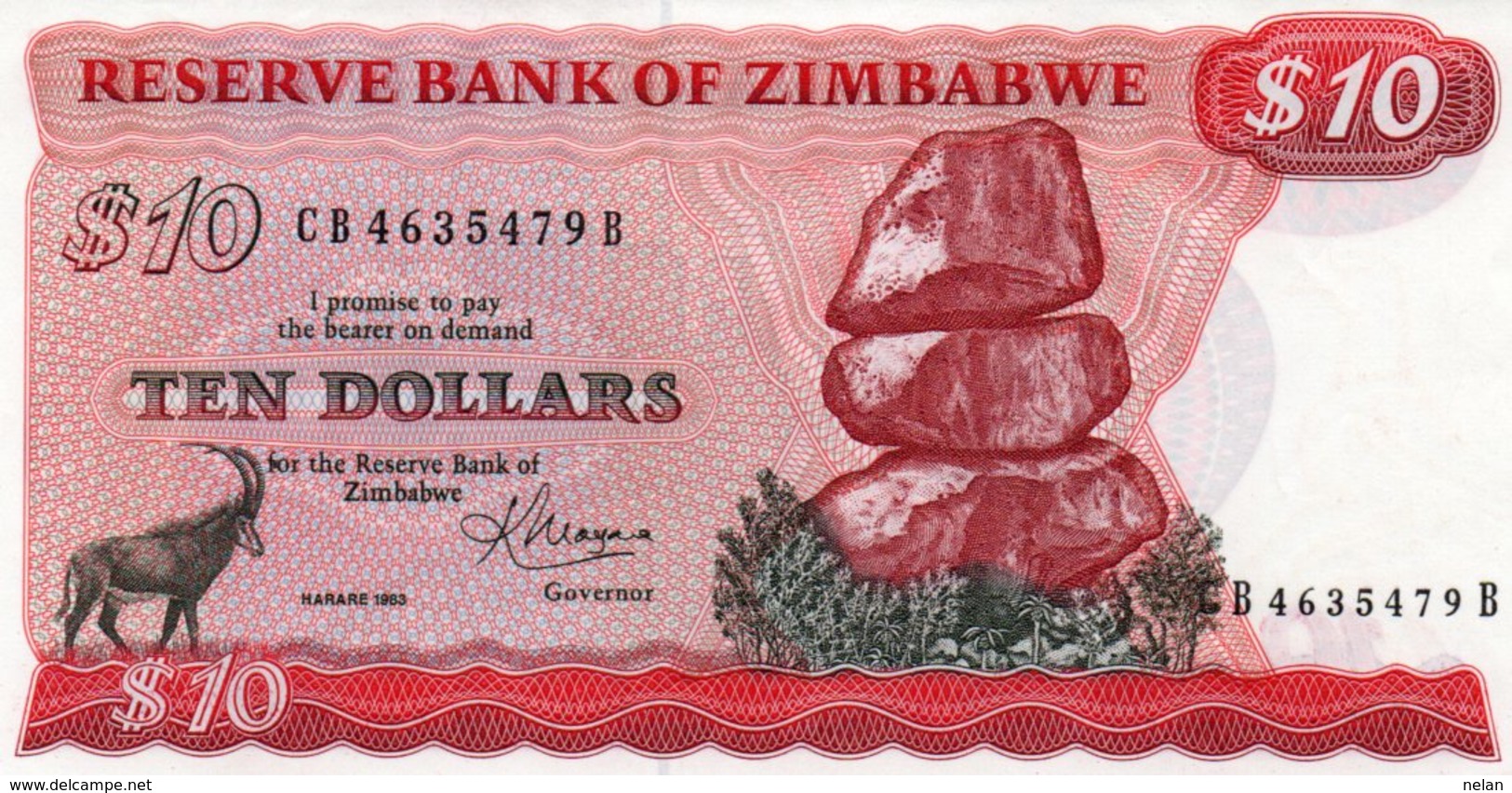 ZIMBABWE 10 DOLLARS 1983 P-3d UNC - Simbabwe