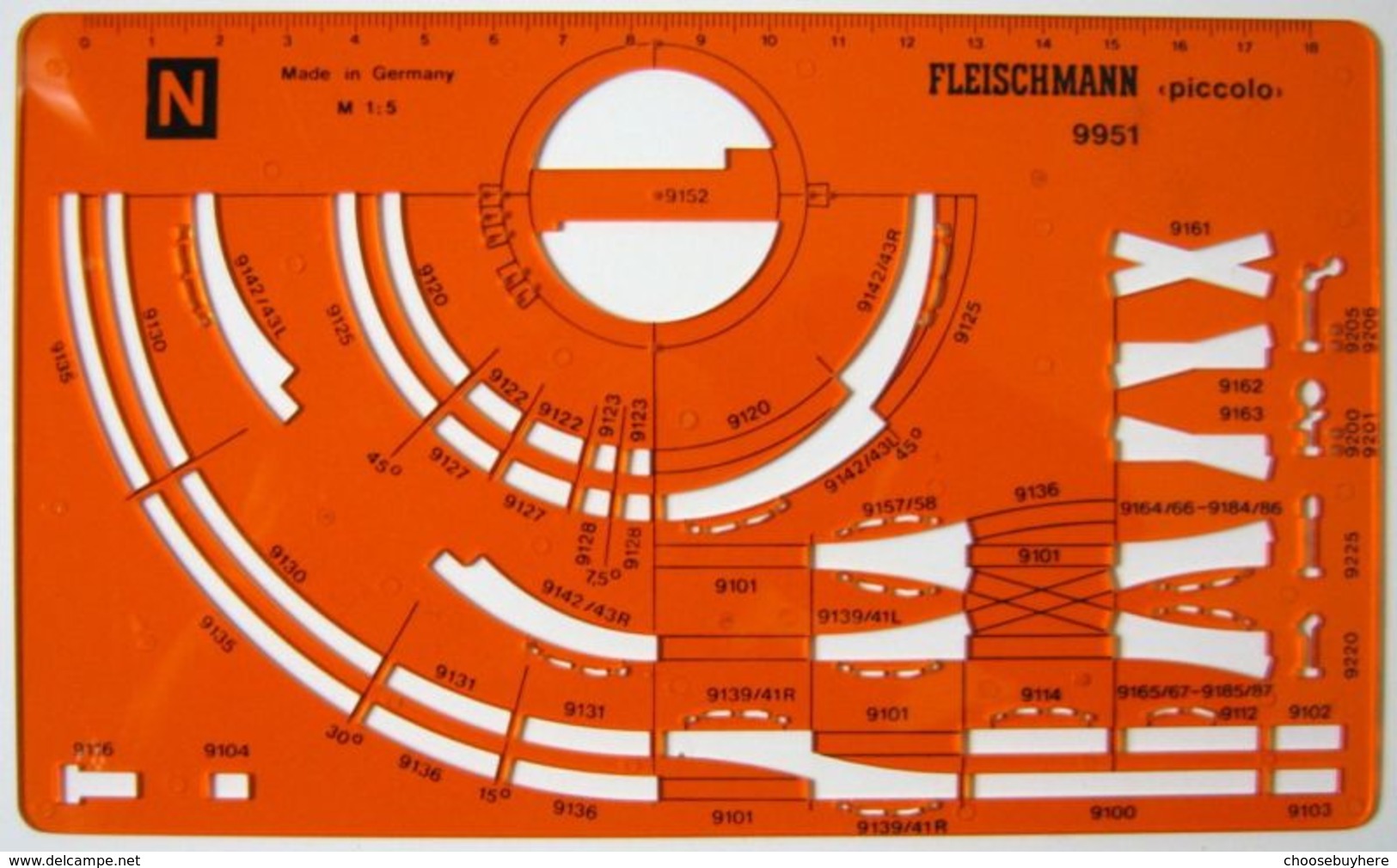 FLEISCHMANN 9951 Piccolo Spur N Zeichen Schablone Gleisplan Gleispläne 1:5 - Binari