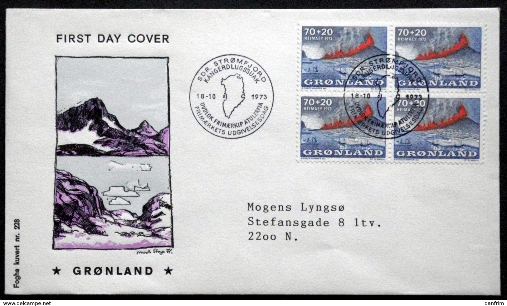 Greenland 1973  Heimaey Minr.86 The Volcano   FDC ( Lot Ks )  FOGHS COVER - FDC