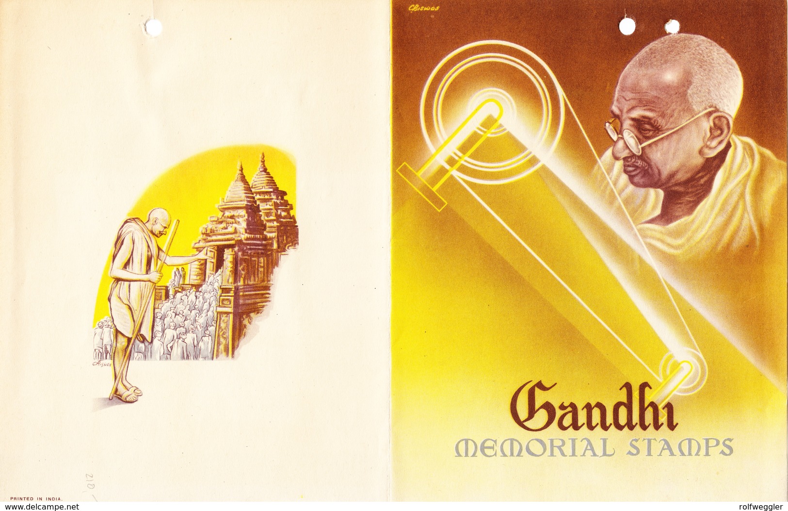 1948 Offizielles Folder Mit Gandhi Memorial Serie; Oben Offizielle Lochung - Nuovi