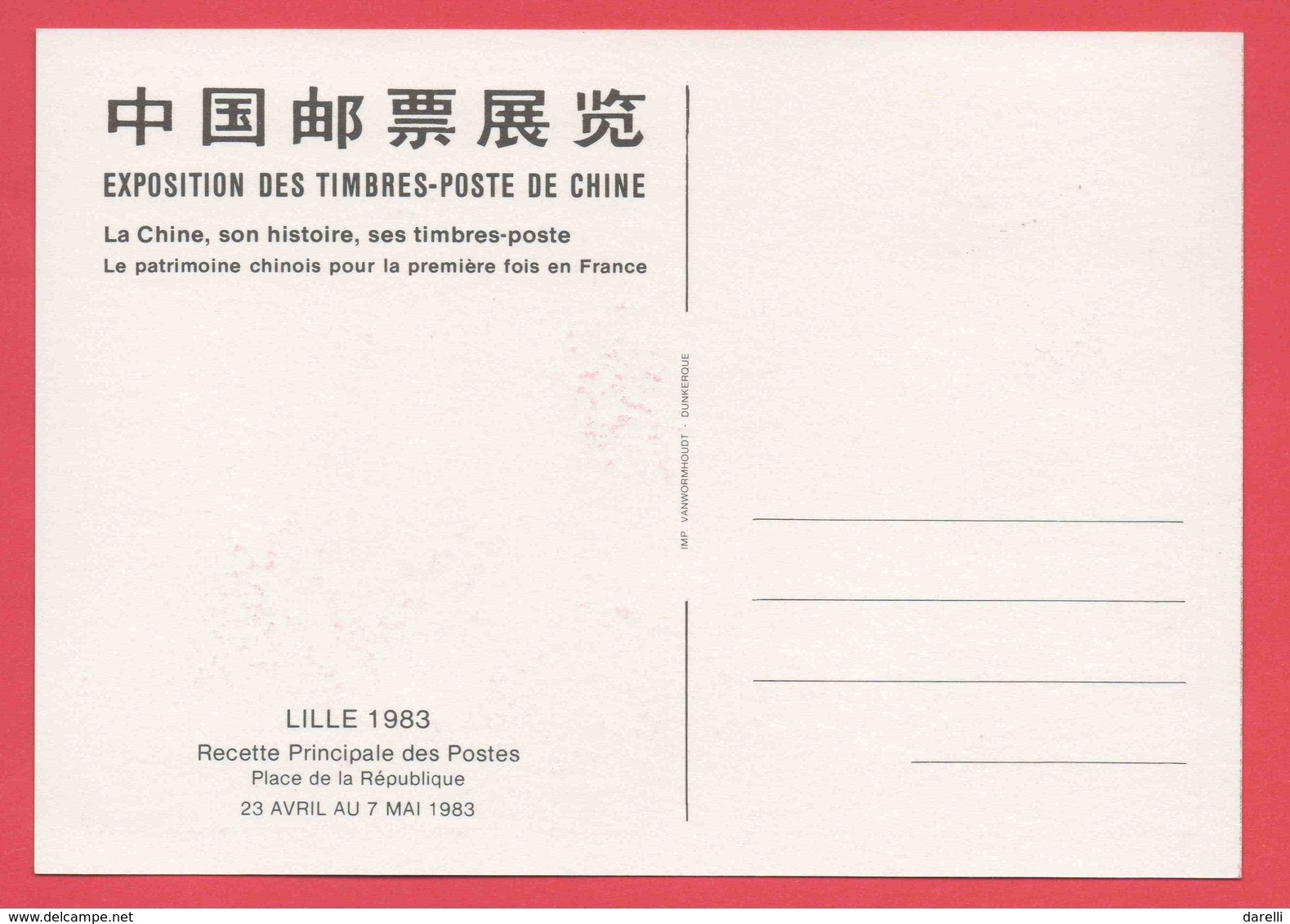 CP Exposition Des Timbres Poste De Chine De Lille  23/04/1983  ( Réf 18-415) - Expositions