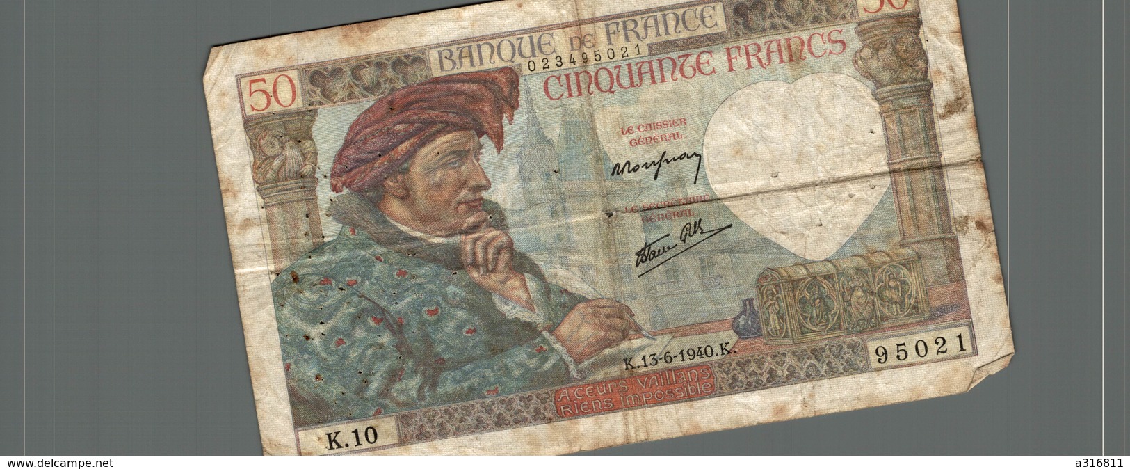 Billet De Banque De France De Cinquante Francs Du 18 Dedecembre 1941 - 50 F 1940-1942 ''Jacques Coeur''