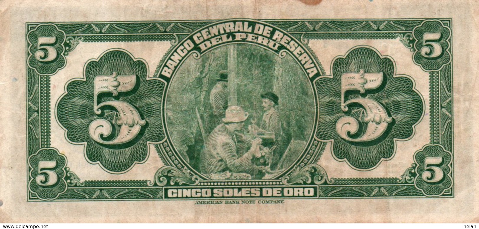 PERU-5 SOLES DE ORO 1941 P-66A - Perù