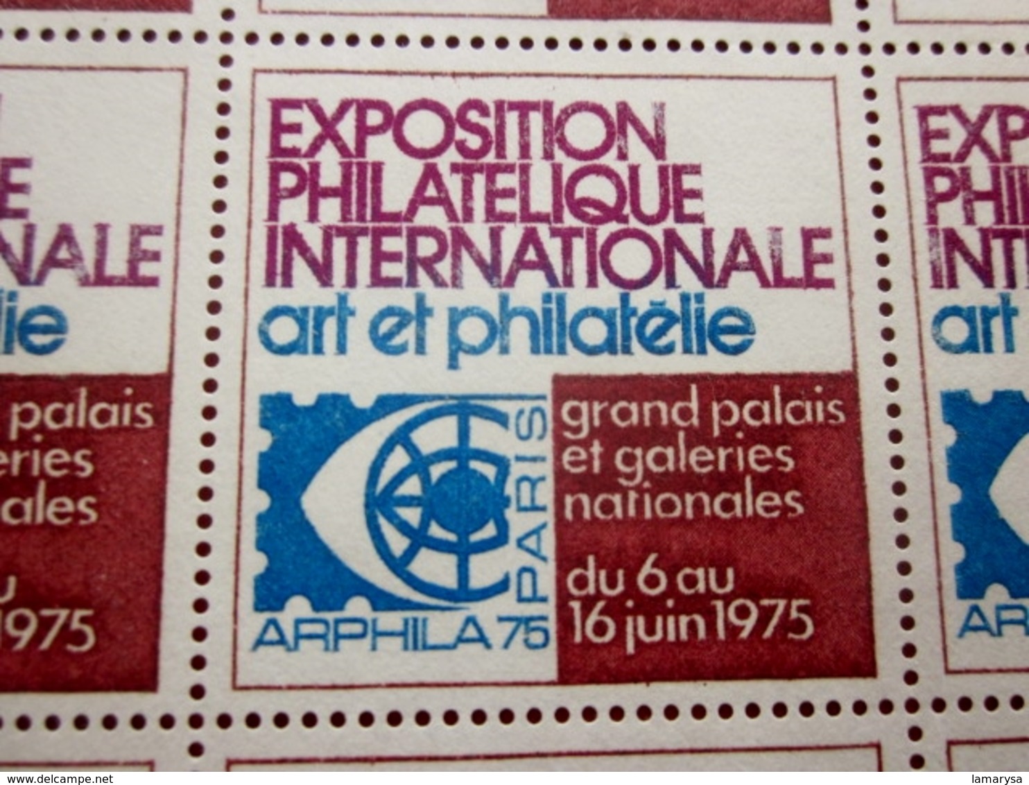 ARPHILA 1975 Exposition Philatélique Internationale Grand Palais Paris-Feuille 30 Timbres VIGNETTES Erinnophilie-Neuf ** - Esposizioni Filateliche