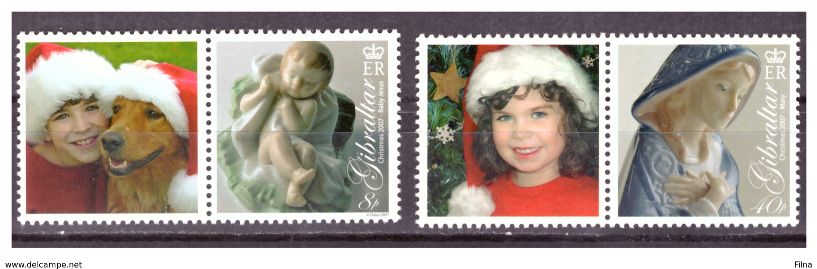 GIBRALTAR -  2007 - CHRISTMAS. COMPLETE SET WITH PERSONALISED LEFT APPENDIX. - MNH** - Gibraltar