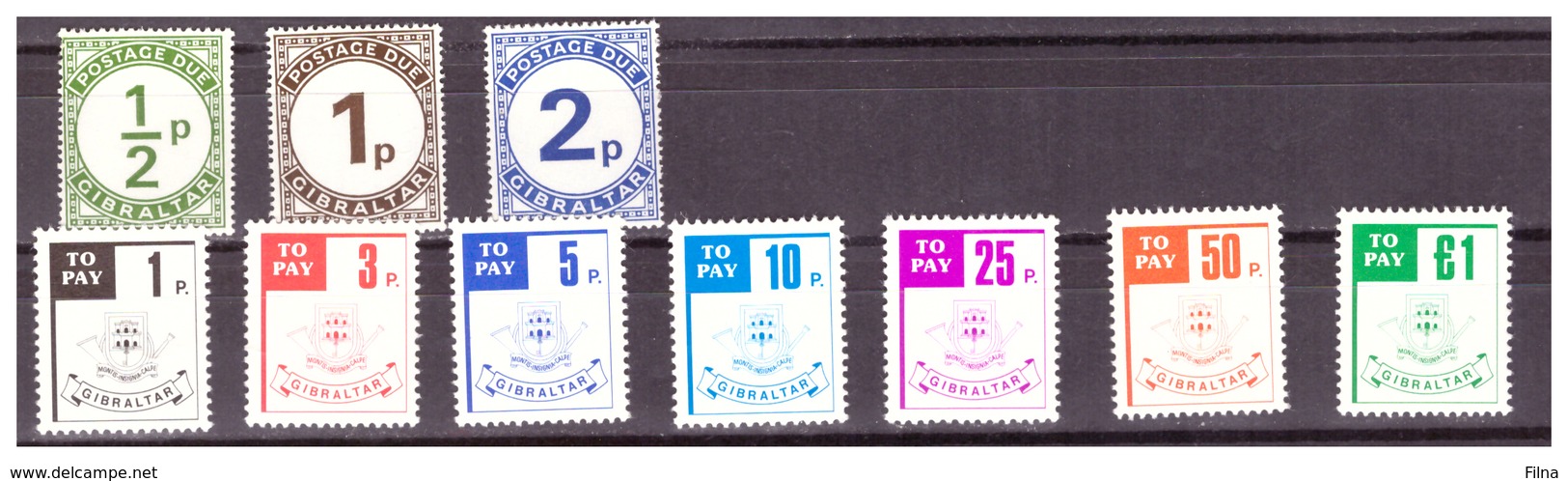 GIBRALTAR -  POSTAGE DUES. TWO COMPLETE SETS.  - MNH** - Gibraltar