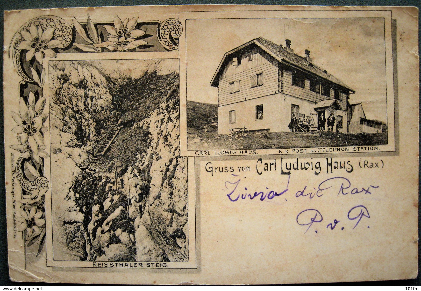 AUSTRIA - GRUSS VOM CARL LUDWIG HAUS , RAX - POST UND TELEPHON STATION , RARE LITHO 1899 - Raxgebiet