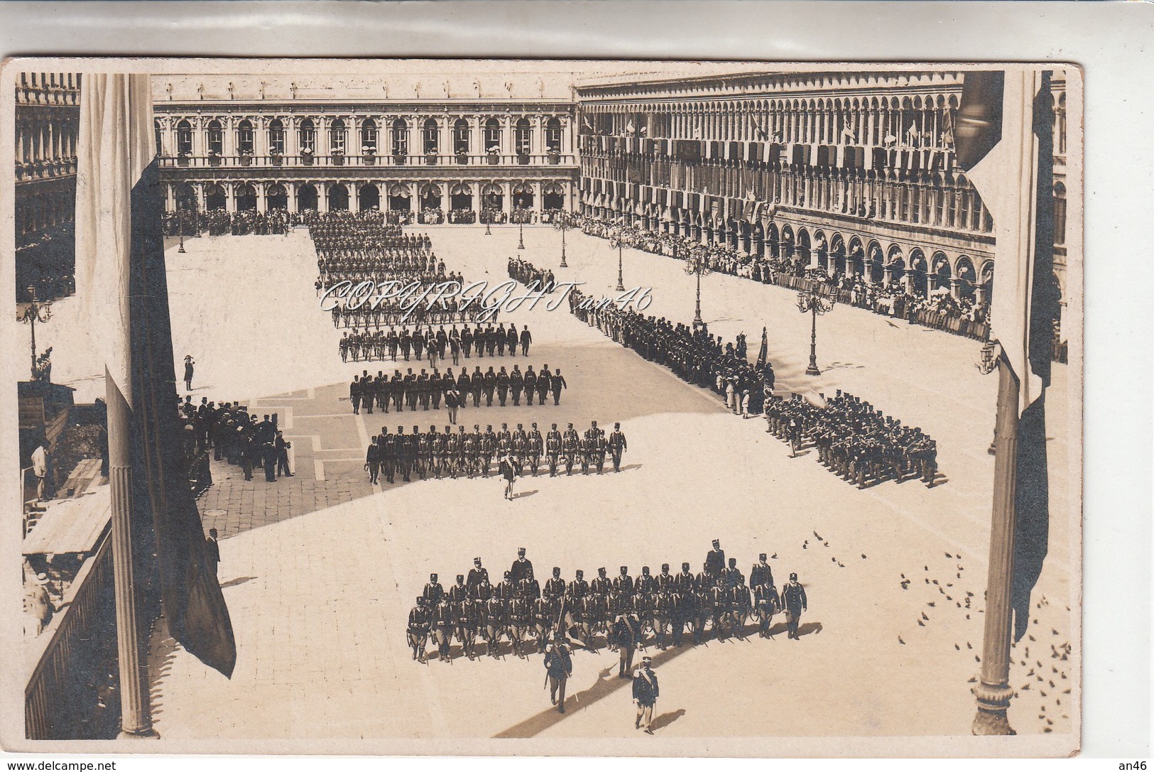 Venezia-Piazza S.Marco-Militari-Parata Militare-Foto Cartolina-Vg Il 27.6.927-Integra E Originale Al 100%an1 - Altri & Non Classificati