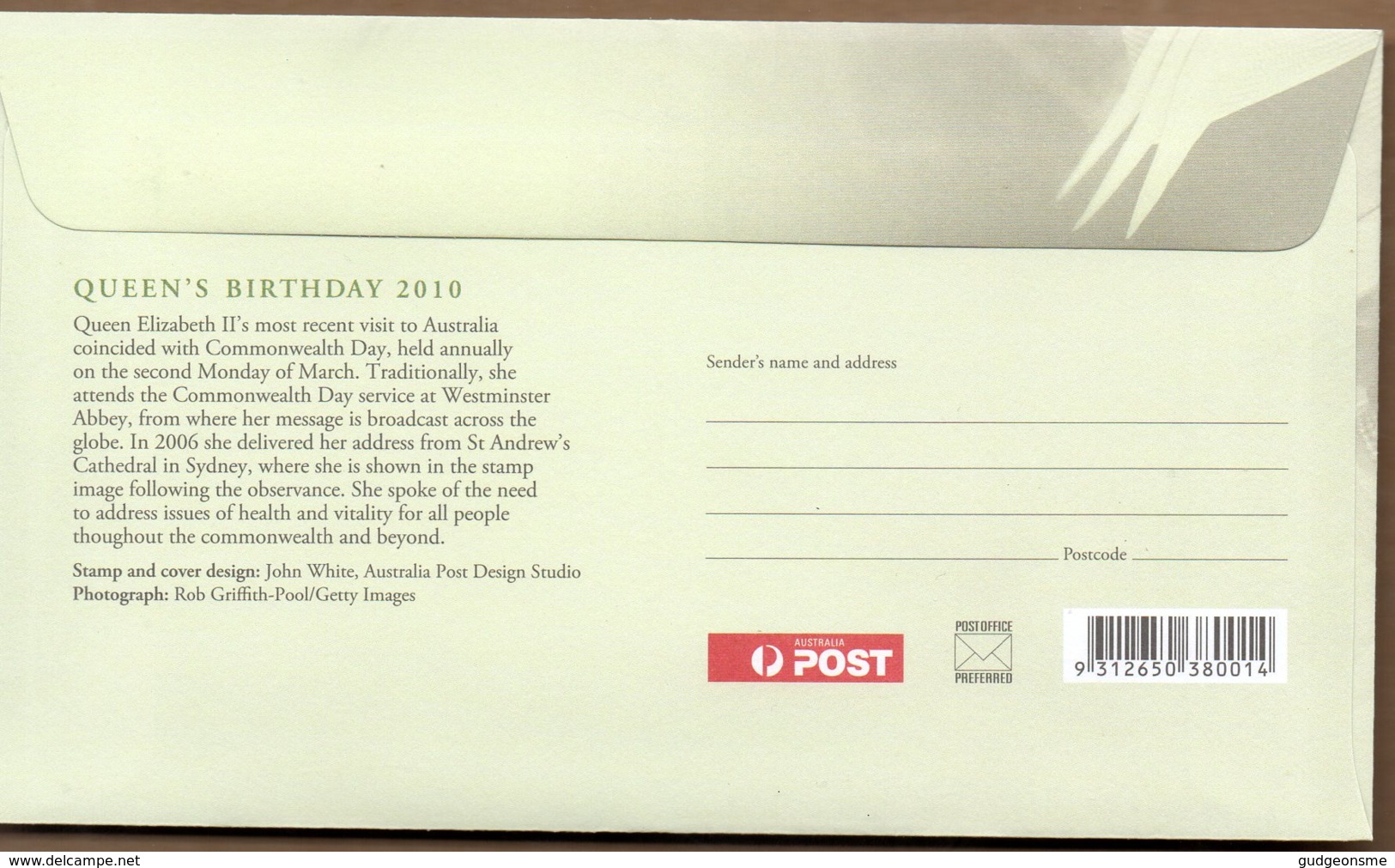 2010 SG3372 Queens Birthday FDC - FDC