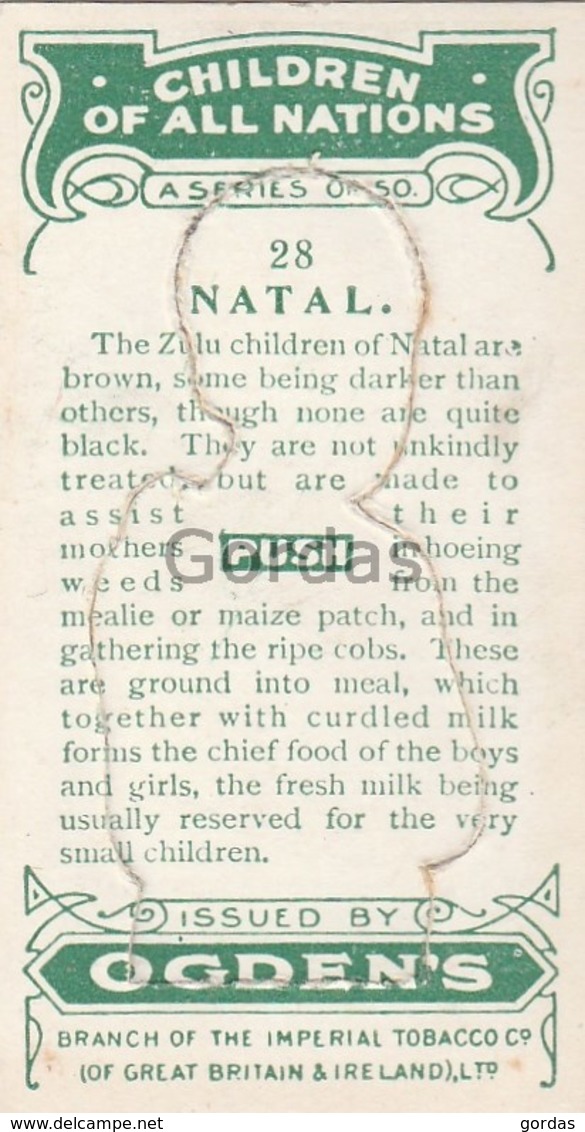 Natal - Children Of All Nations - Ogden's Cigarette Card - Nr. 28 - 35x65mm - Ogden's