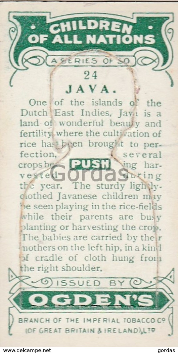 Java - Children Of All Nations - Ogden's Cigarette Card - Nr. 24 - 35x65mm - Ogden's