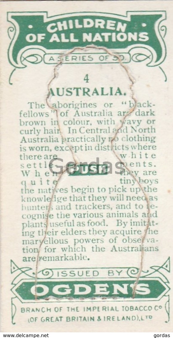 Australia - Children Of All Nations - Ogden's Cigarette Card - Nr. 4 - 35x65mm - Ogden's