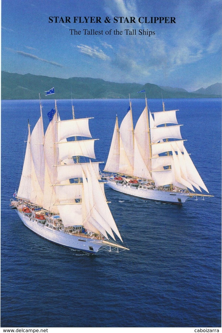 Cruise Ship Star Flyer & Star Clipper. White Star Clippers. Official Postcard. Large Size. - Paquebote