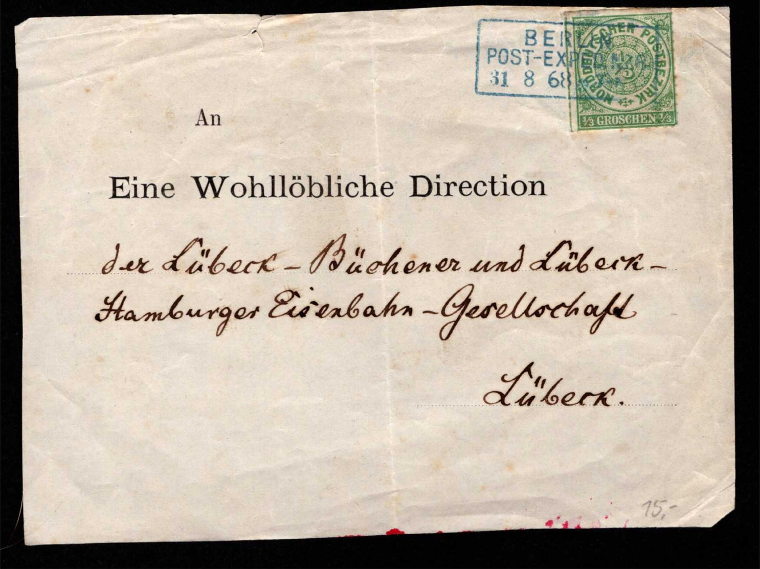 NORTH GERMAN CONFEDERATION 1868 1/3g GREEN ON PIECE - Sonstige & Ohne Zuordnung