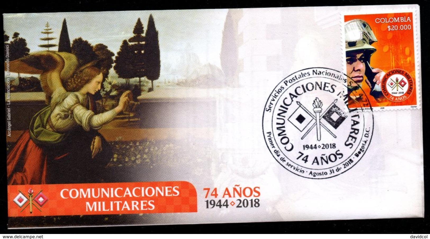 COLOMBIA- KOLUMBIEN- 2018 FDC/SPD. MILITARY COMMUNICATIONS, 74 YEARS . HIGH FACIAL VALUE - Colombia