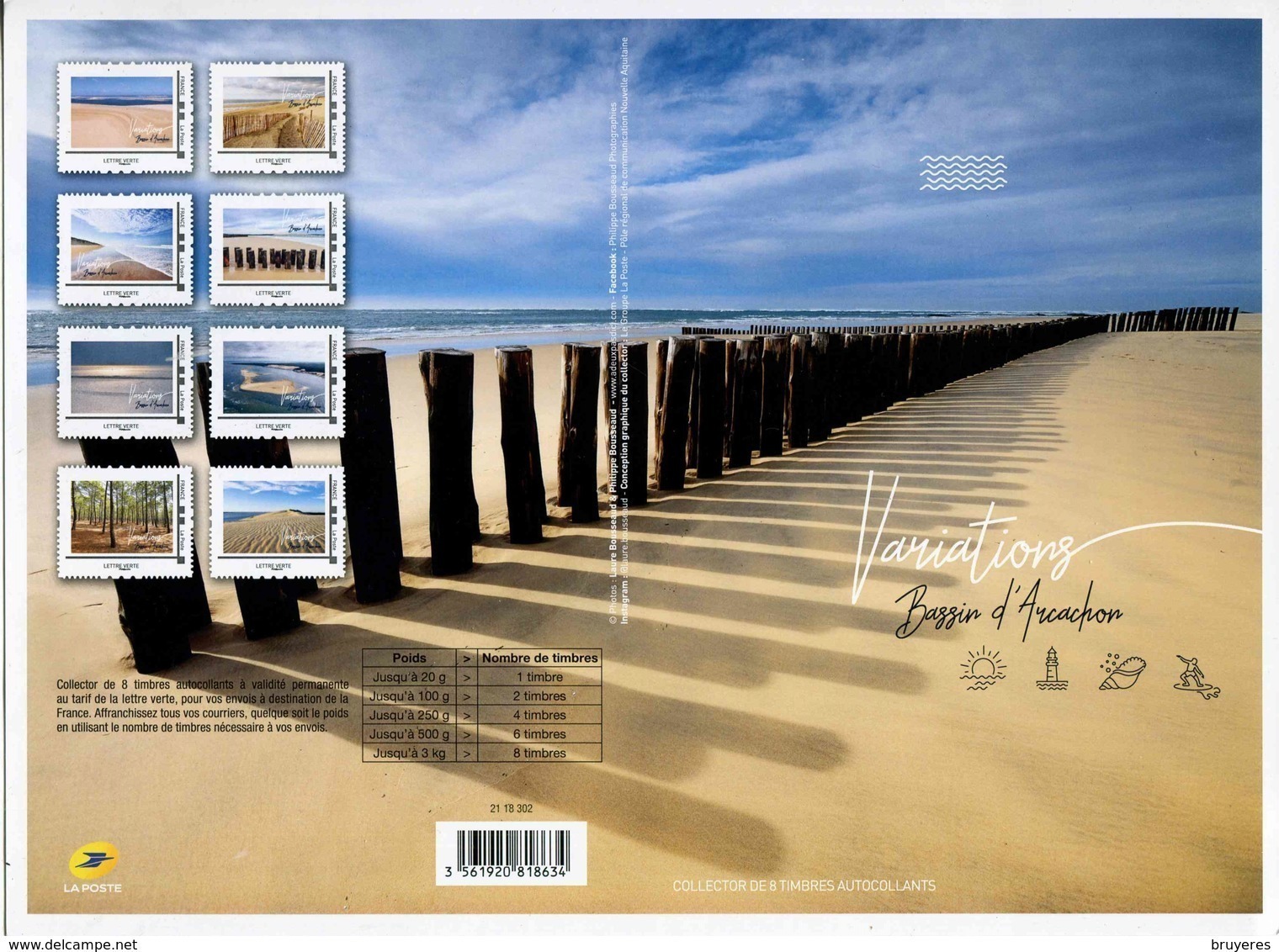 Collector 2018  "BASSIN D'ARCACHON - Variations - 8 Timbres Adhésifs ID Timbre Lettre Verte 20 G" ( Non Plié) - Collectors