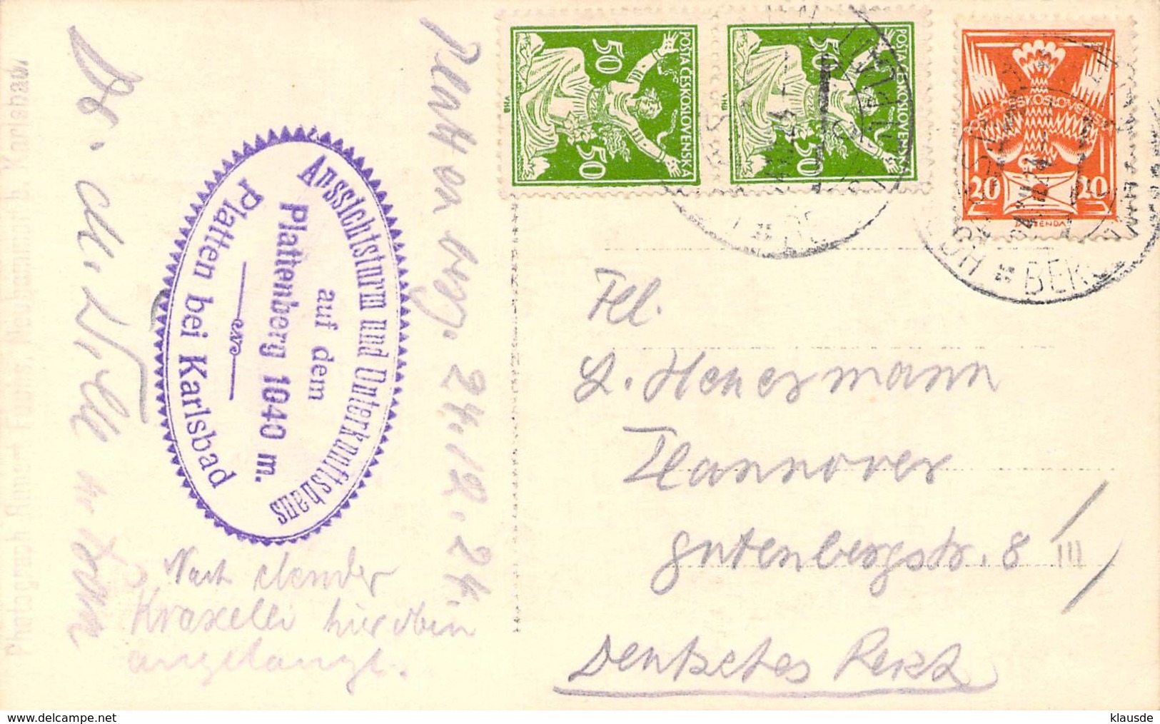 Plattenberg 1924 - Böhmen Und Mähren