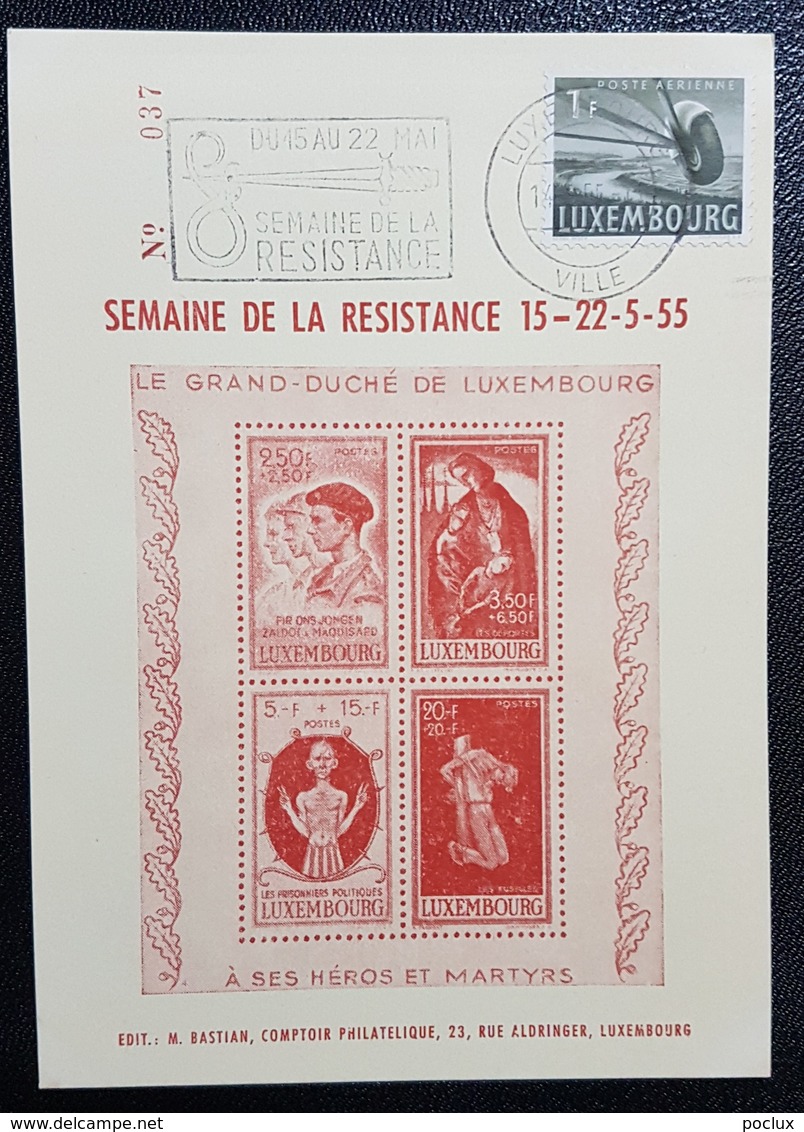 Luxembourg 1954- Semaine De La Résistance 15/22-05-1955 - Tarjetas Conmemorativas