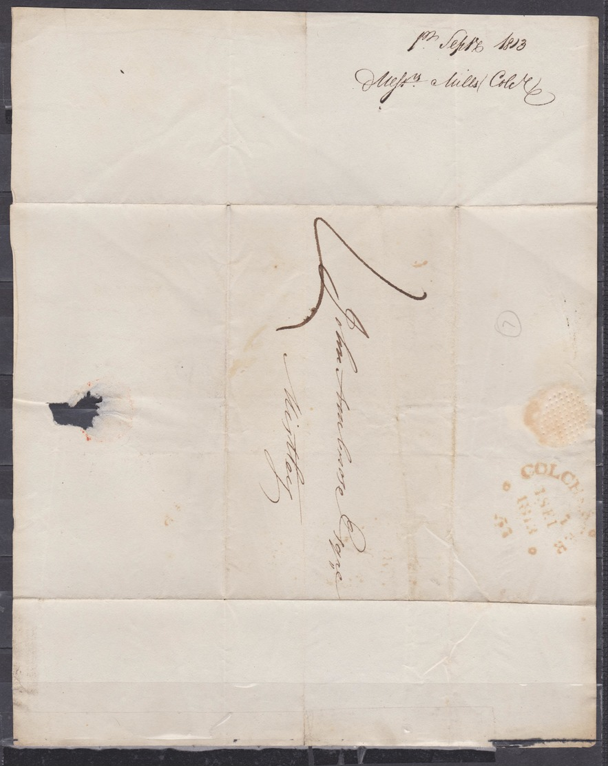 UNITED STATES 1813 PREPHILATELY COVER WITH LETTER SENT TO COLCHESTER MAINE ON SEPT. 1ST. - …-1845 Préphilatélie