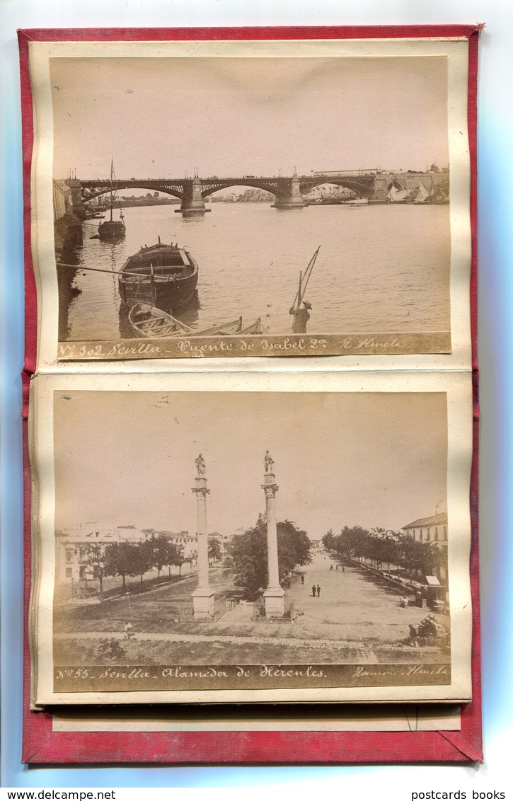 Livro Con 12 Fotografias RECUERDO De SEVILLA Almela Fotografo ESPANA. BOOK With Set Of 12 Old Real Photos SEPIA Spain - Anciennes (Av. 1900)