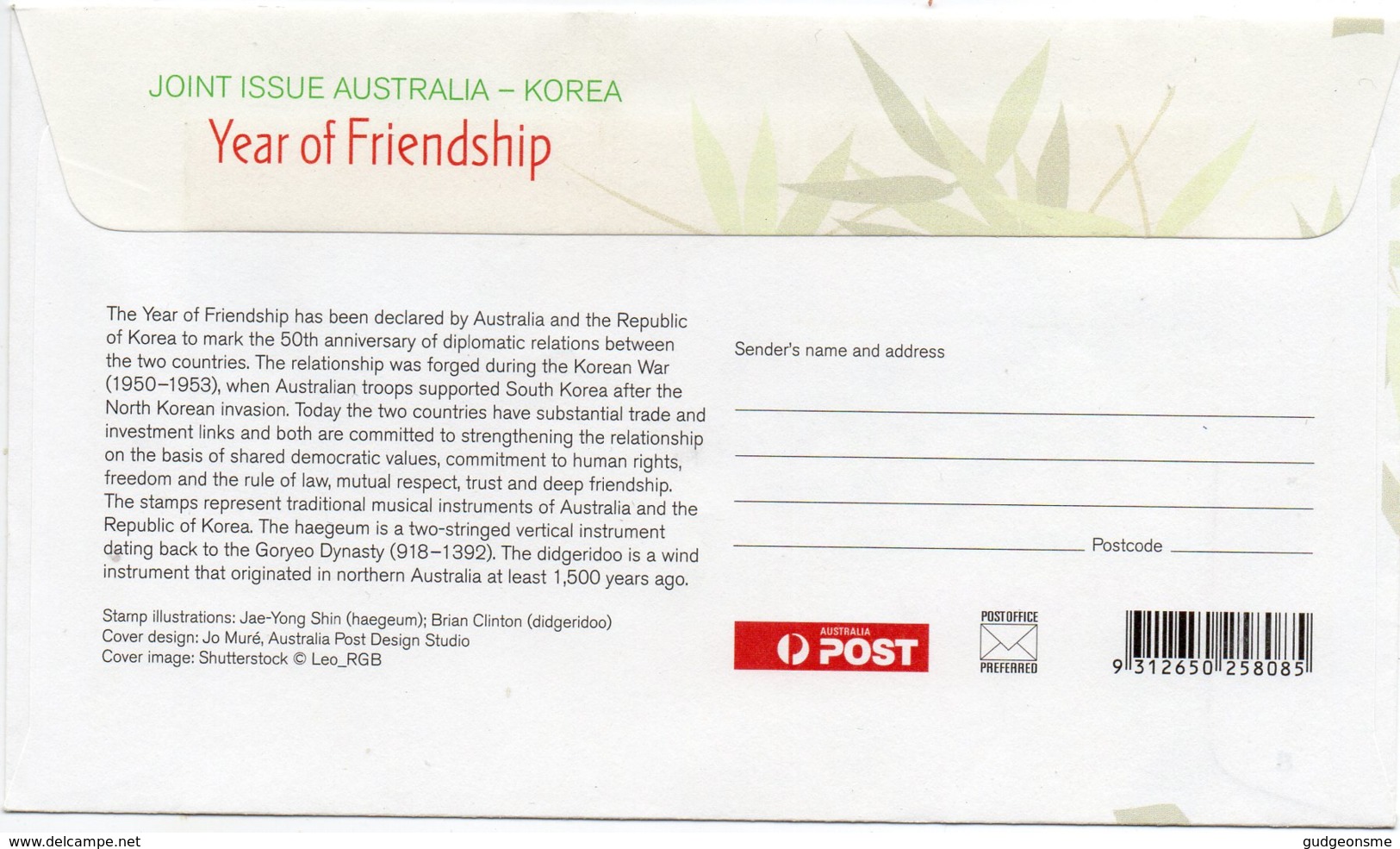 2011 SG3665/66 Korea Friendship FDC + Korean Stamps Cancelled FDC - Sobre Primer Día (FDC)