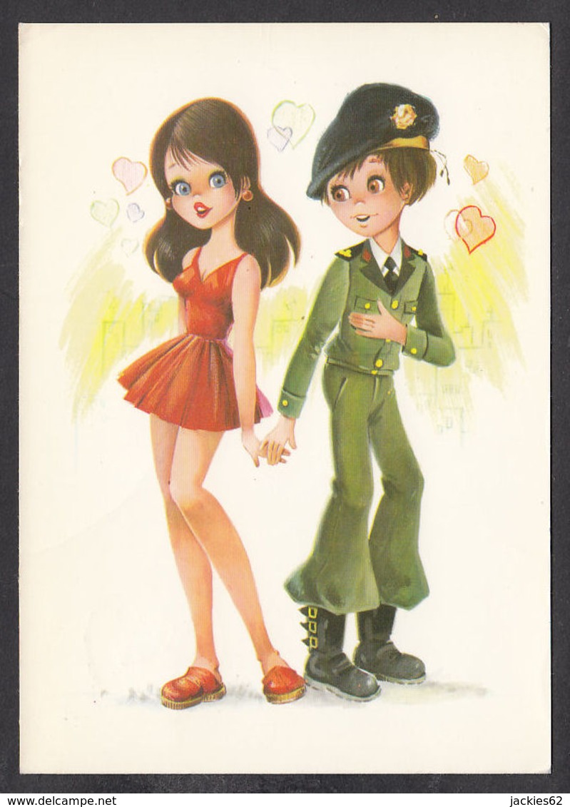 93849/ ILLUSTRATION, Couple D'amoureux, Militaire - Contemporary (from 1950)