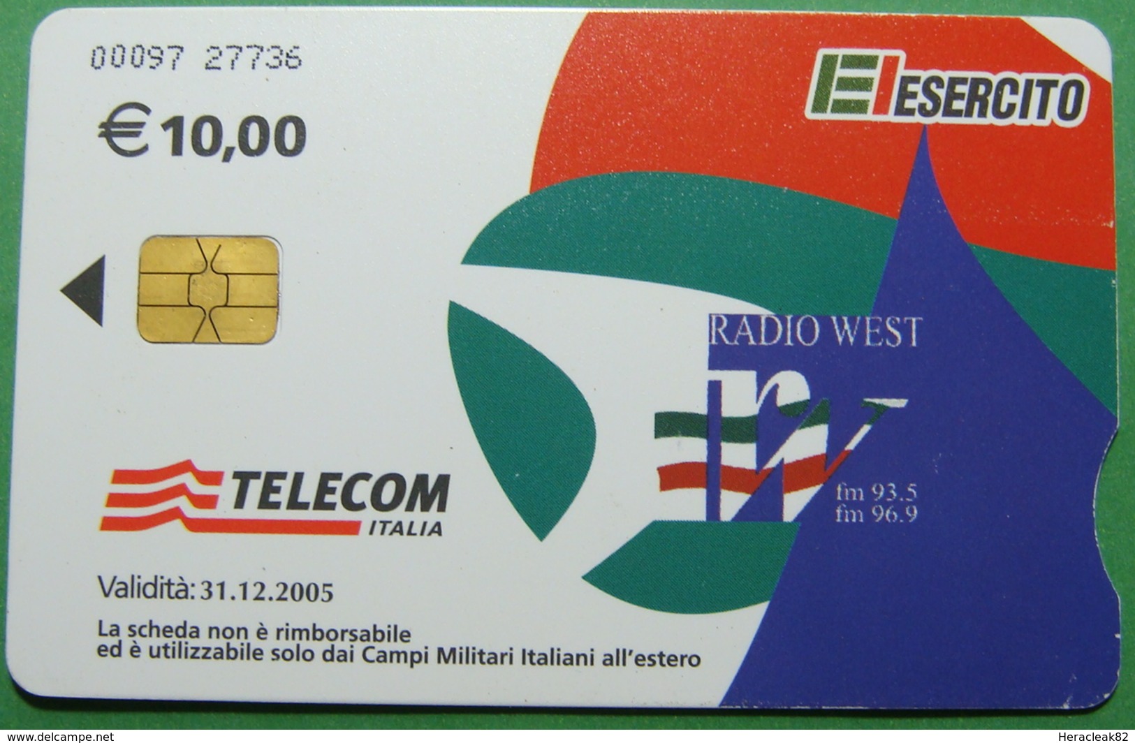 Kosovo ITALIAN ARMY In Kosovo KFOR NATO, CHIP CARD, 10 EURO *RADIO WEST*, Serial Number: 00097 27736 - Kosovo