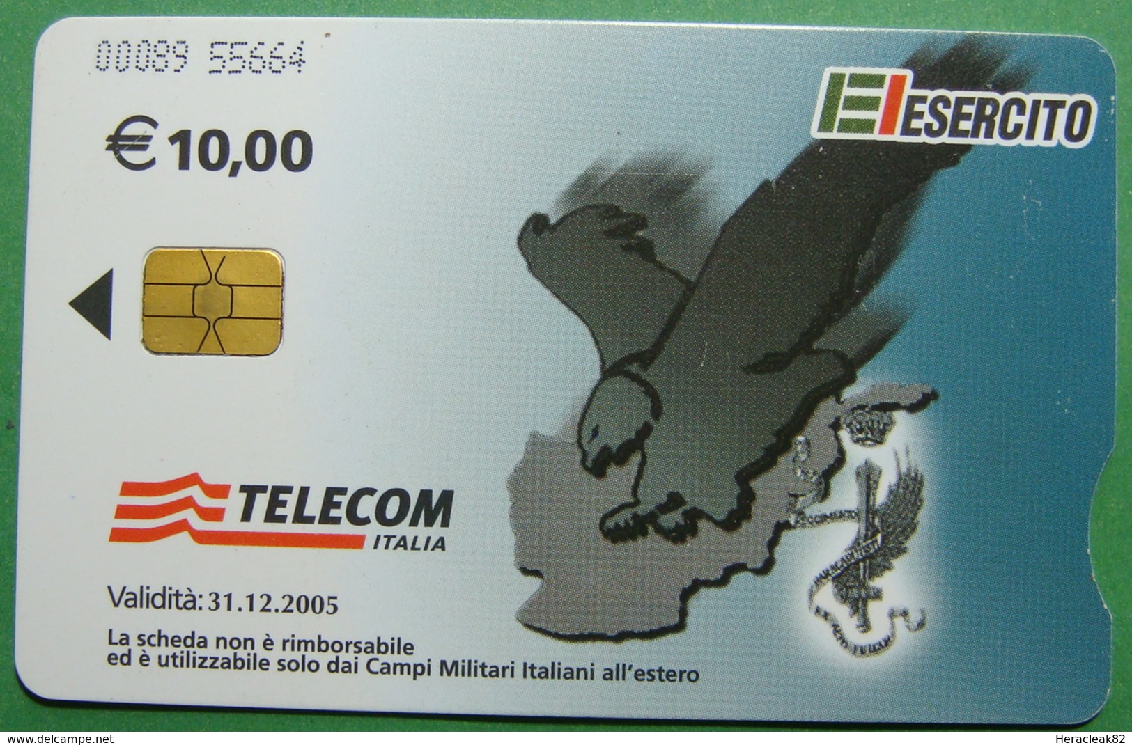 Kosovo ITALIAN ARMY In Kosovo KFOR NATO, CHIP CARD, 10 EURO *EAGLE*, Serial Number: 00089 55664 - Kosovo