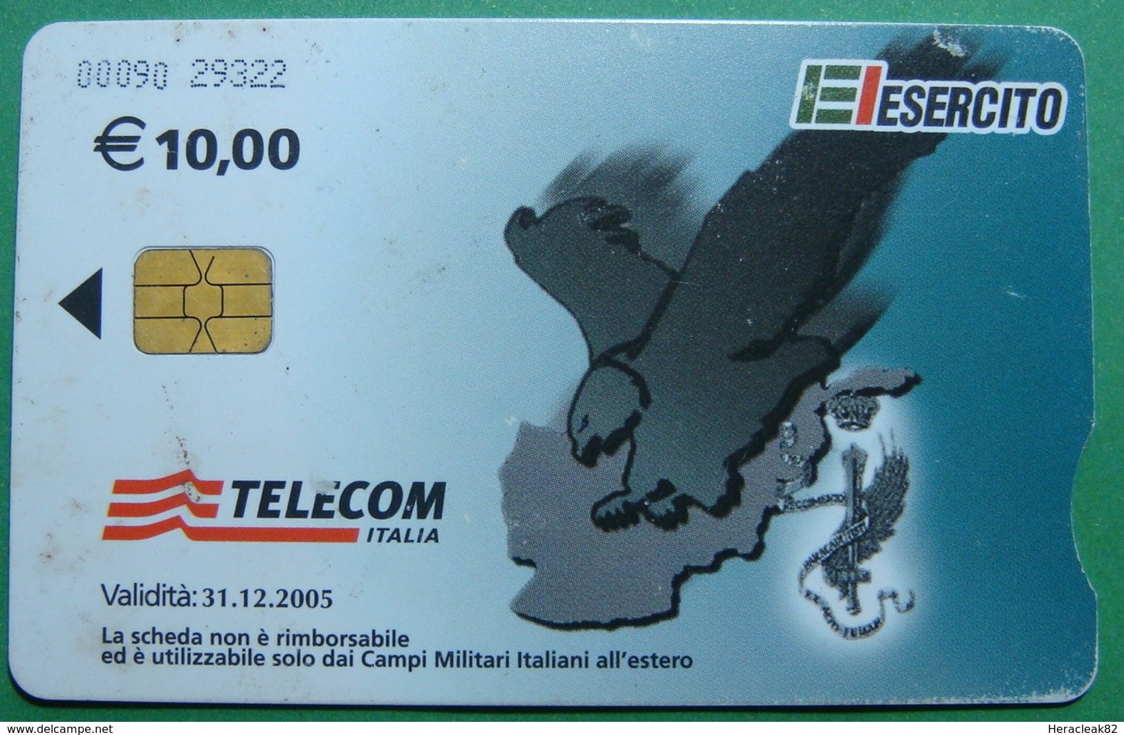 Kosovo ITALIAN ARMY In Kosovo KFOR NATO, CHIP CARD, 10 EURO *EAGLE*, Serial Number: 00090 29322 - Kosovo